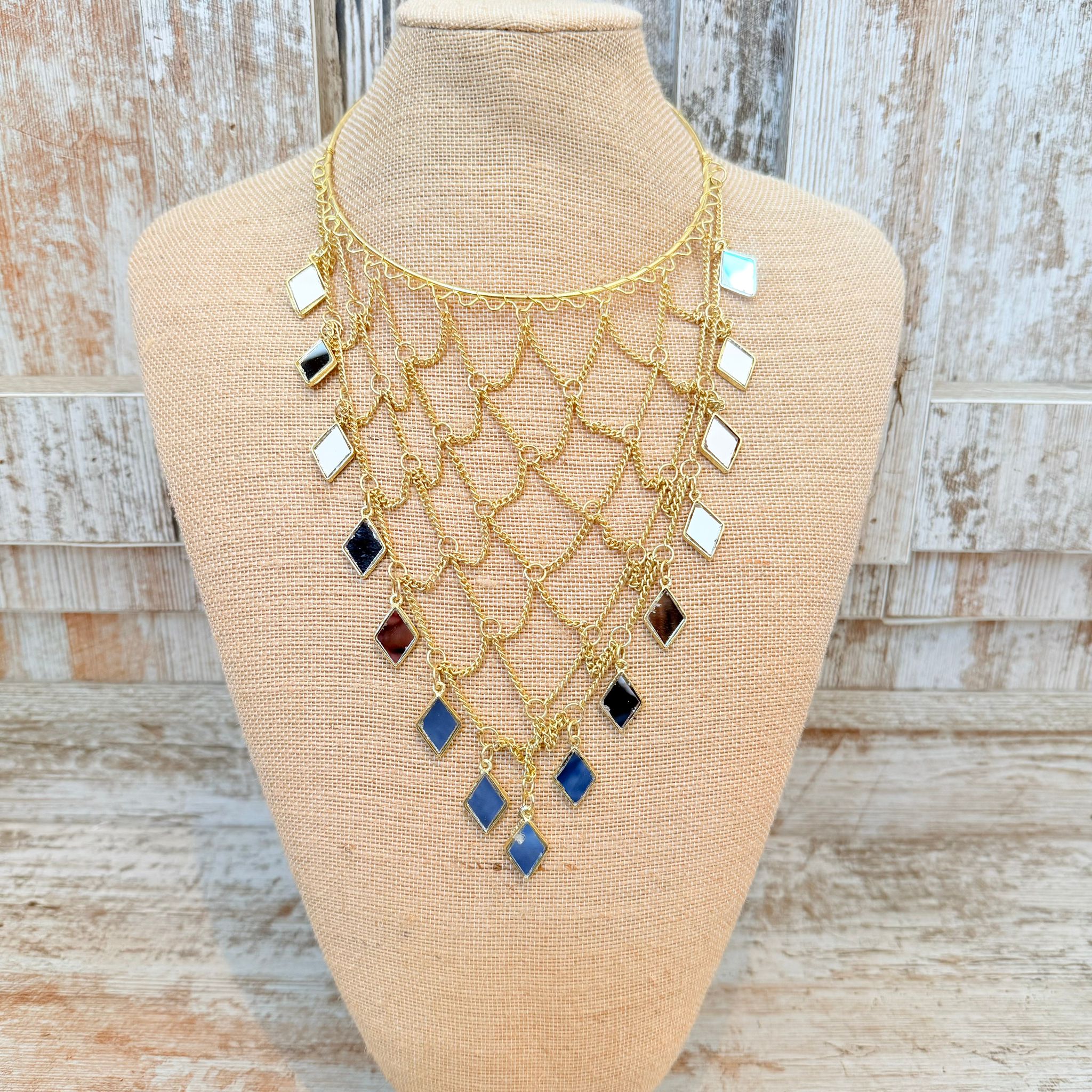 Collar de Espejos Dorados o Plateados