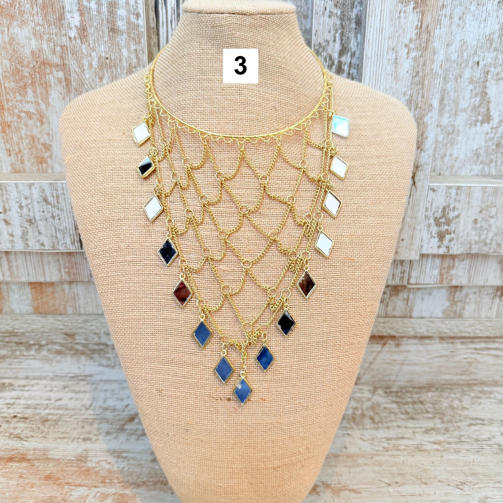 Collar de Espejos Dorados o Plateados
