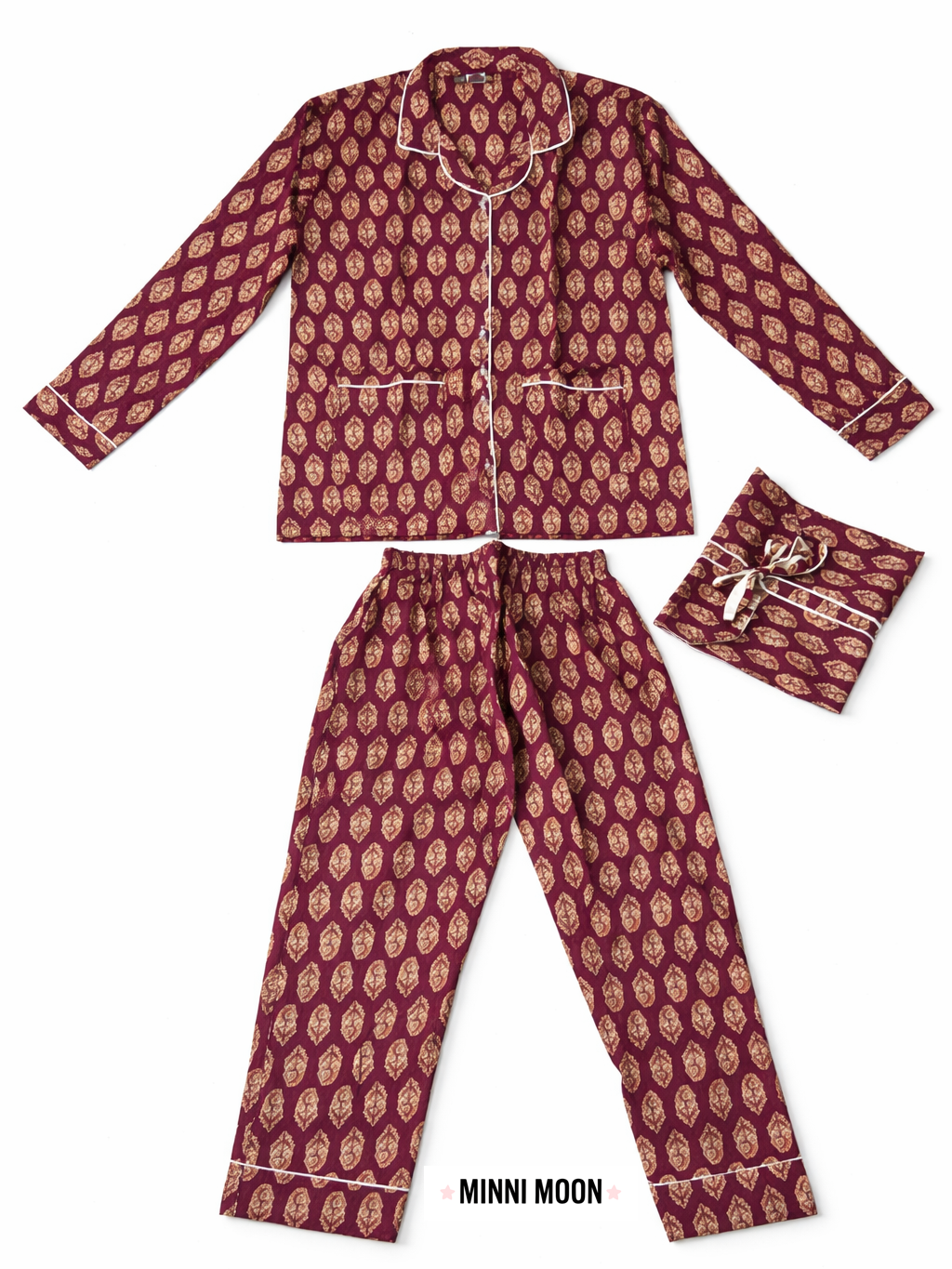 Pijama Camisero Largo Estampado de Algodón para mujer | Bolsa incluida