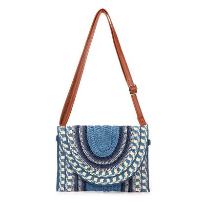 Bandolera de paja con estampado | Bolso de Playa Tejido Hecho a Mano