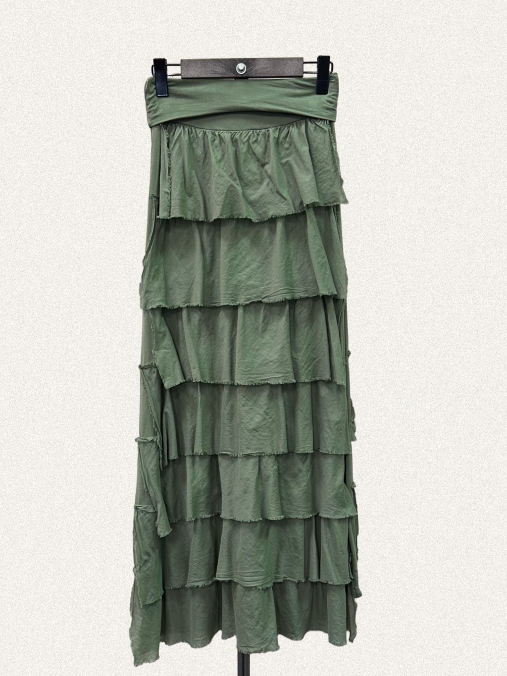 Falda volantes de gasa larga en colores marrón, negro, verde, vino, beige y blanco