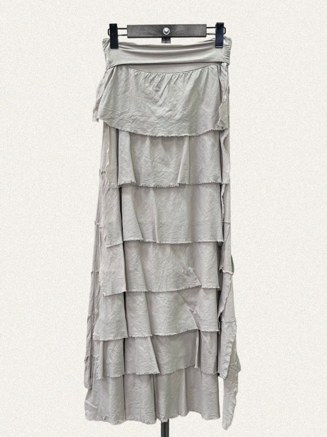 Falda volantes de gasa larga en colores marrón, negro, verde, vino, beige y blanco