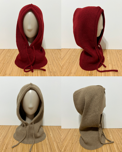 Balaclava de Punto Grueso con Cordón Ajustable – Capucha y Bufanda de Invierno