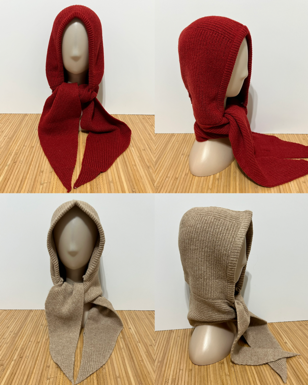 Balaclava de Punto con Lazo y Capucha – Bufanda Acabado en Pico y Efecto Lazo