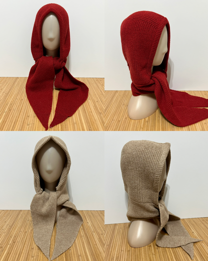 Balaclava de Punto con Lazo y Capucha – Bufanda Acabado en Pico y Efecto Lazo