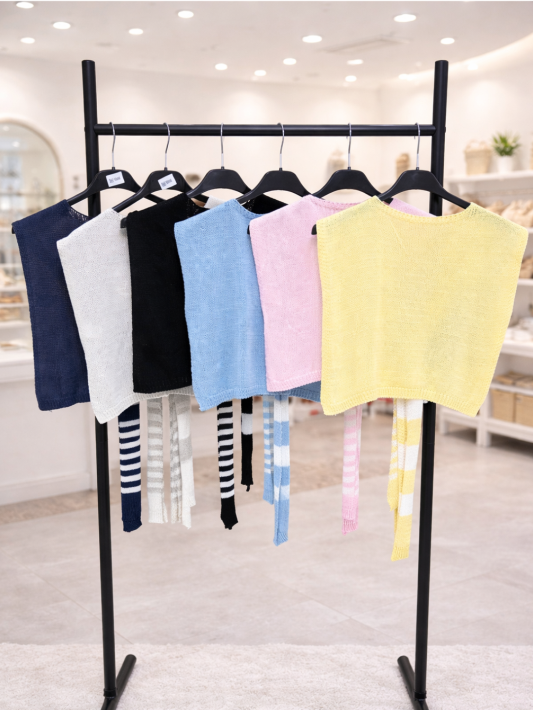 Chal de Punto con Rayas Anudado al Cuello – Capa Tipo Sobrejersey para Mujer