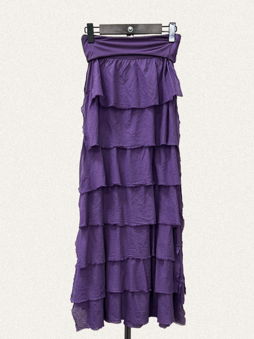 Falda volantes de gasa larga en colores marrón, negro, verde, vino, beige y blanco