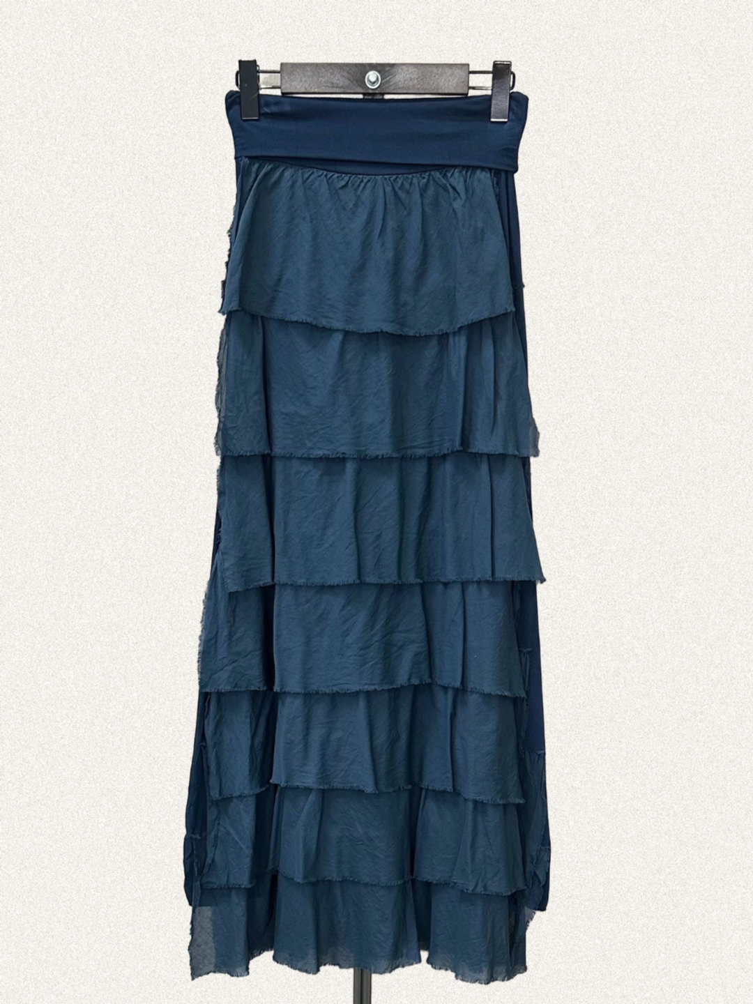 Falda volantes de gasa larga en colores marrón, negro, verde, vino, beige y blanco