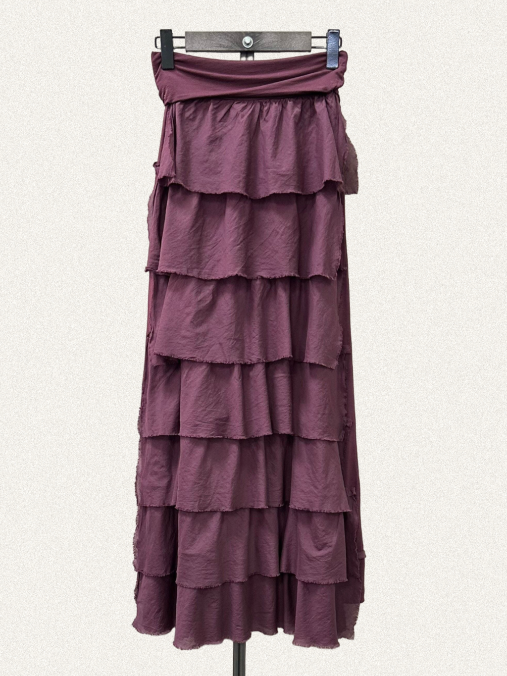 Falda volantes de gasa larga en colores marrón, negro, verde, vino, beige y blanco