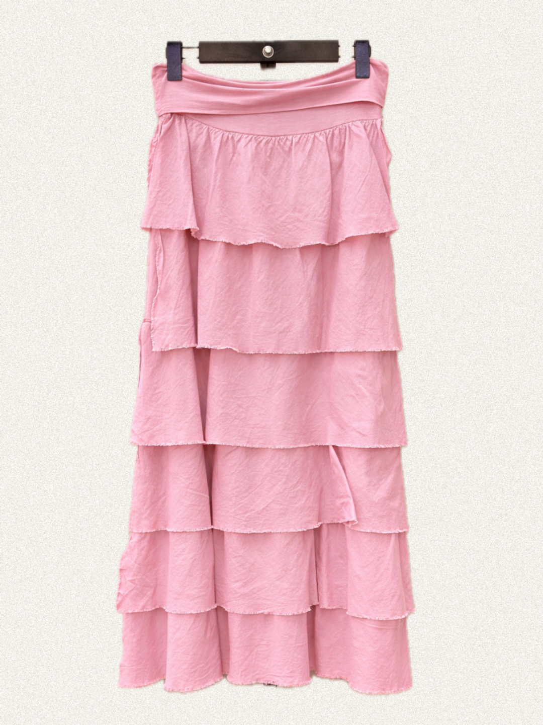 Langer Chiffonrock mit Rüschen in den Farben Braun, Schwarz, Grün, Weinrot, Beige und Weiß