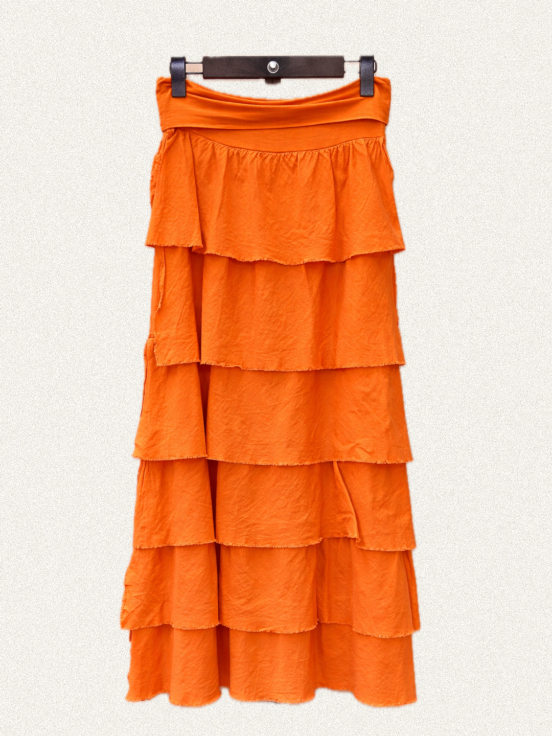 Langer Chiffonrock mit Rüschen in den Farben Braun, Schwarz, Grün, Weinrot, Beige und Weiß