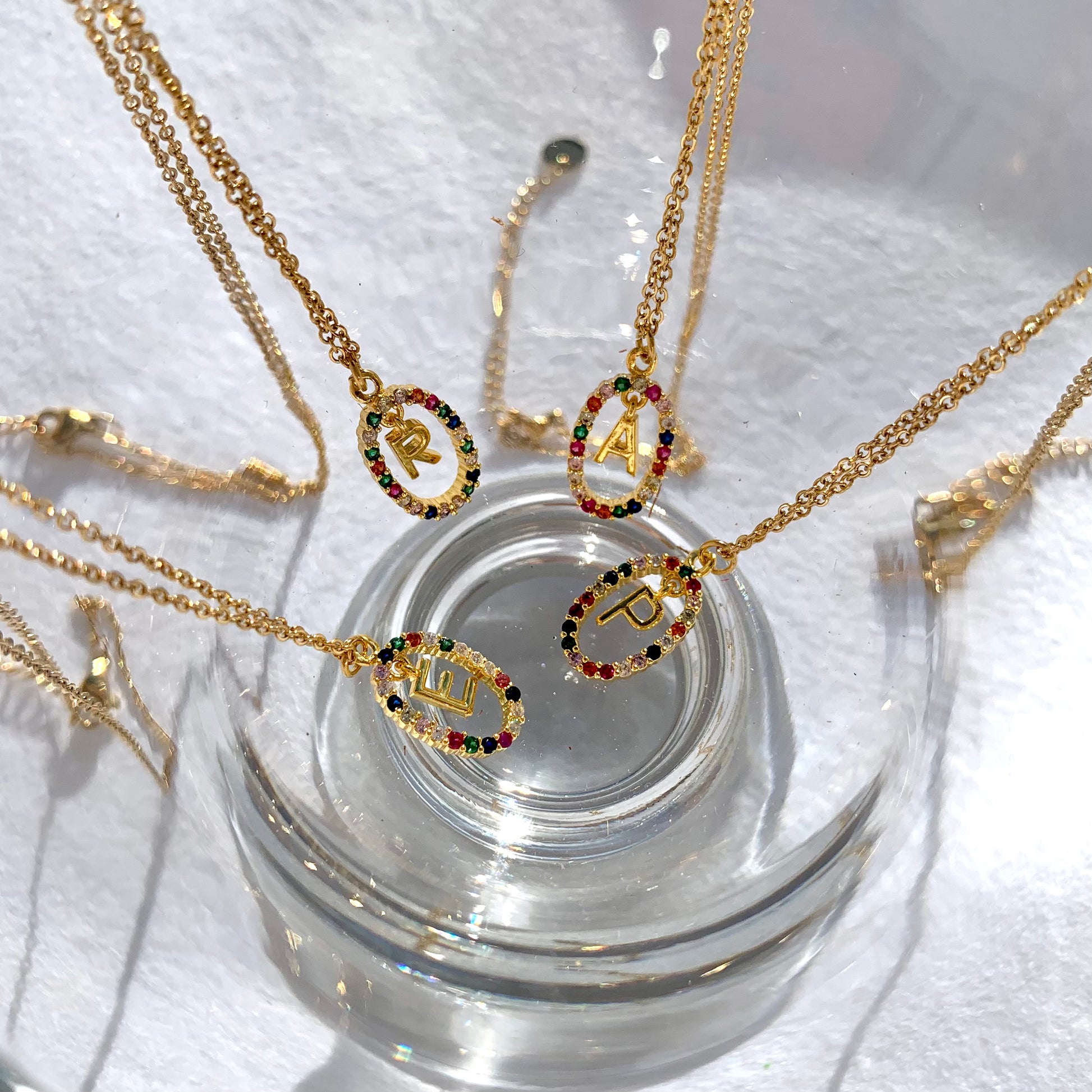 Collar de Inicial Baño de Oro Piedras Colores - MINNI MOON-Lepetitemarie-Singularu-PDPAOLA-Luamarta