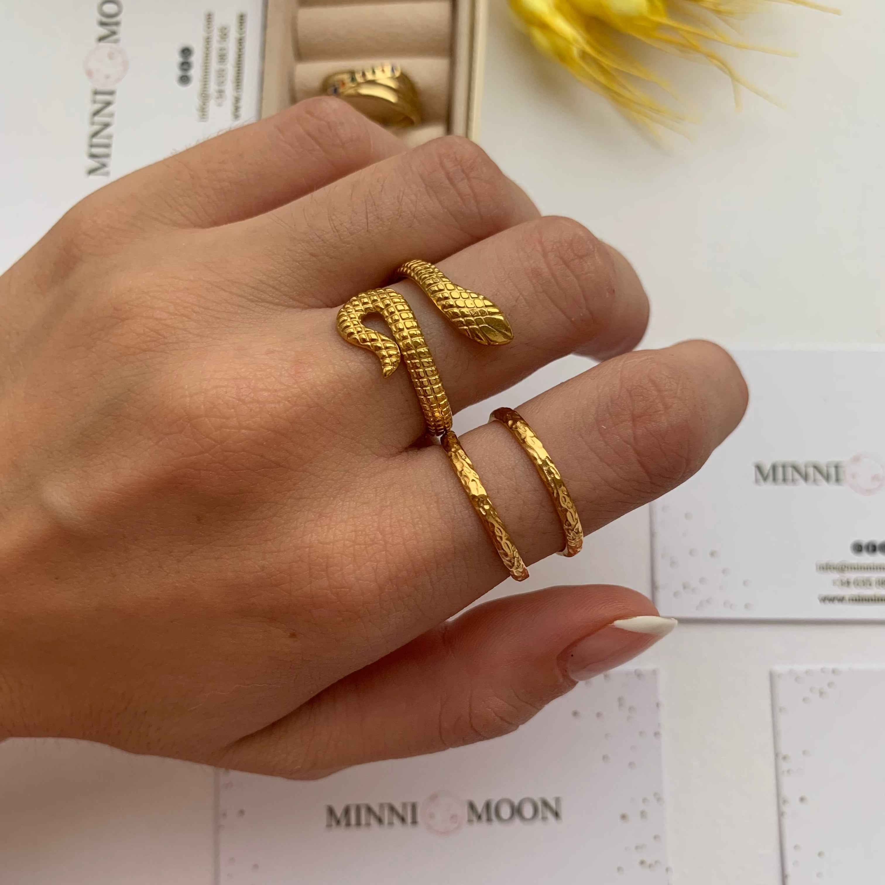 Anillo Serpiente Baño de Oro - MINNI MOON-Lepetitemarie-Singularu-PDPAOLA-Luamarta